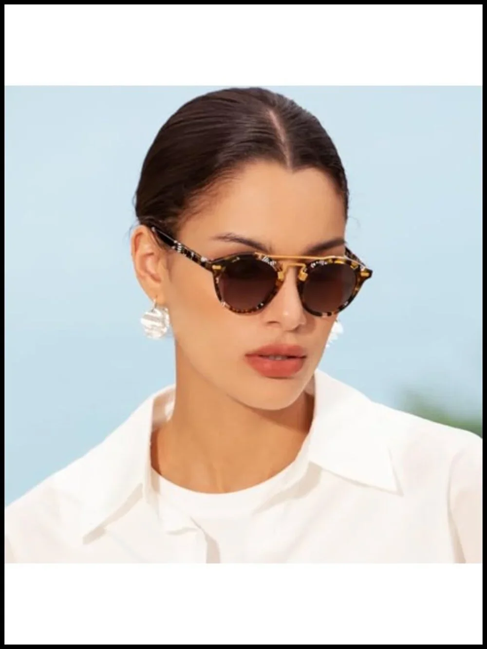 Double Bridge Retro Round Acetate Sunglasses for Women Polarized UV Protection